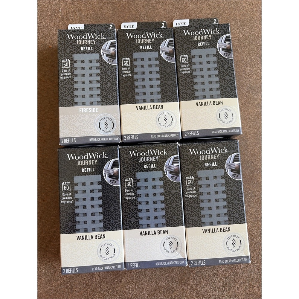 WoodWick Car Air Freshener Journey Refills 11 Refills - Vanilla Bean Fireside